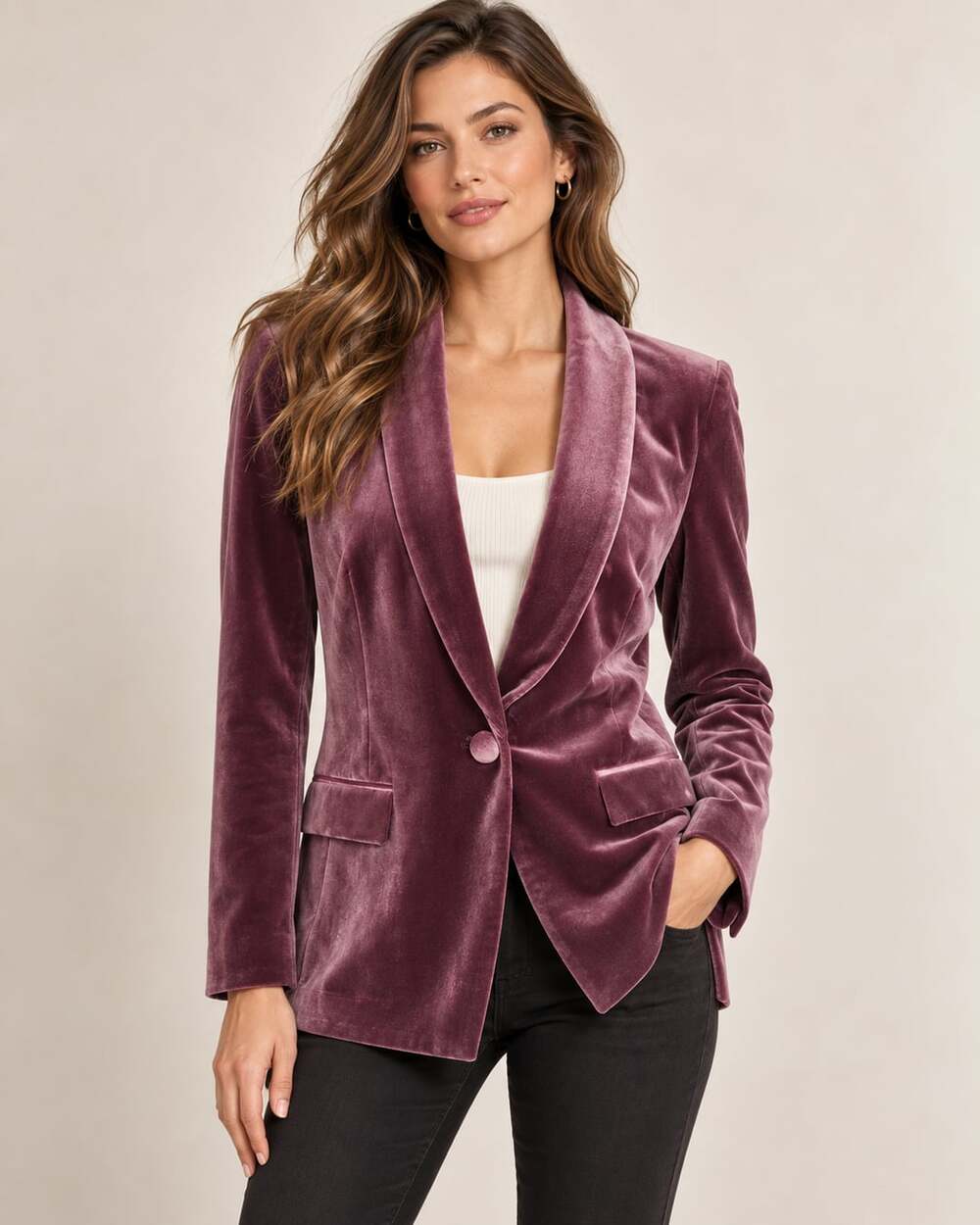 INC International Concepts Velvet Blazer Size M Plum Purple